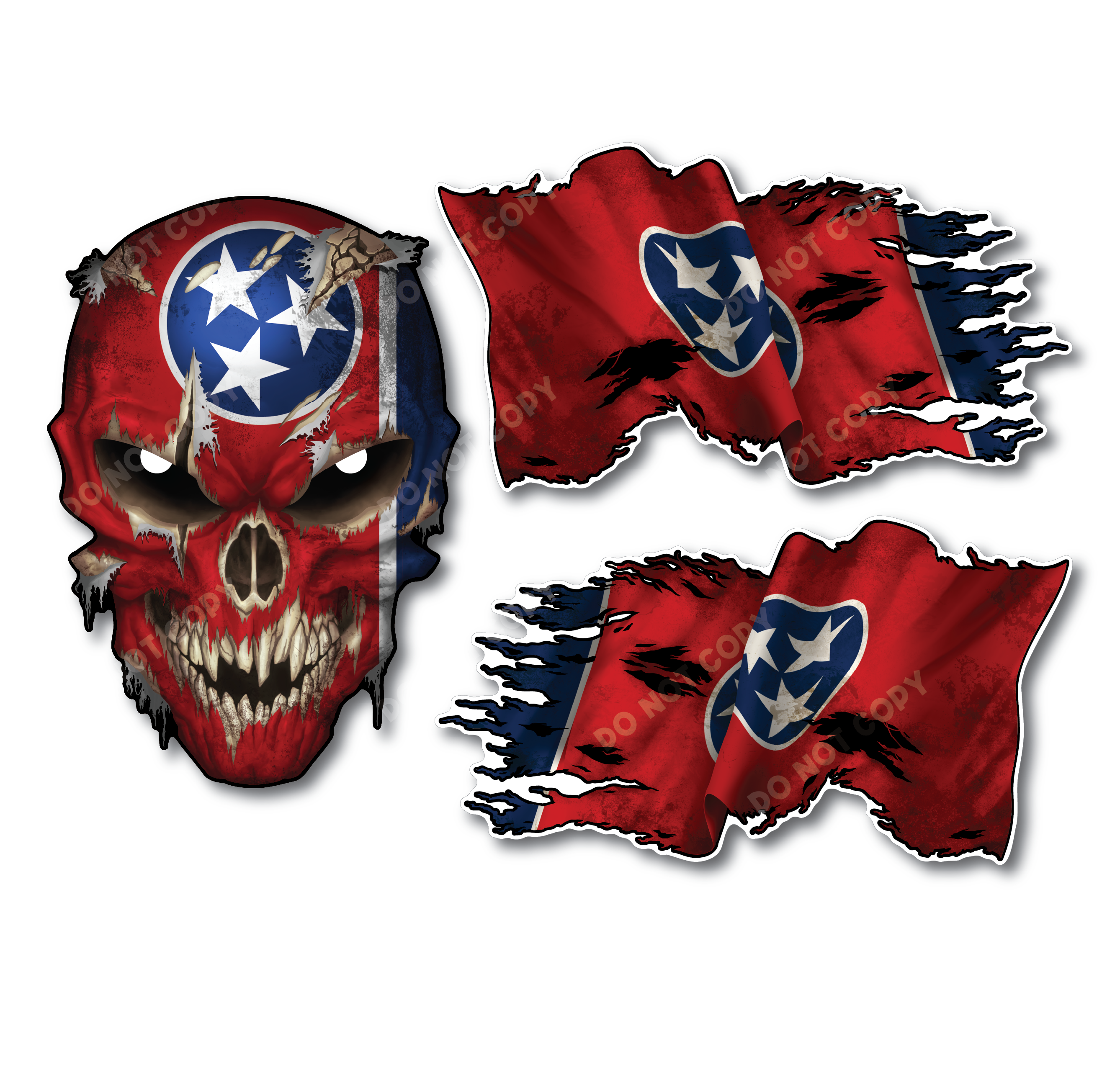 Decals by Haley State Flag and Skull Sticker Flag Decal Pack for Car Truck Vehicle Window