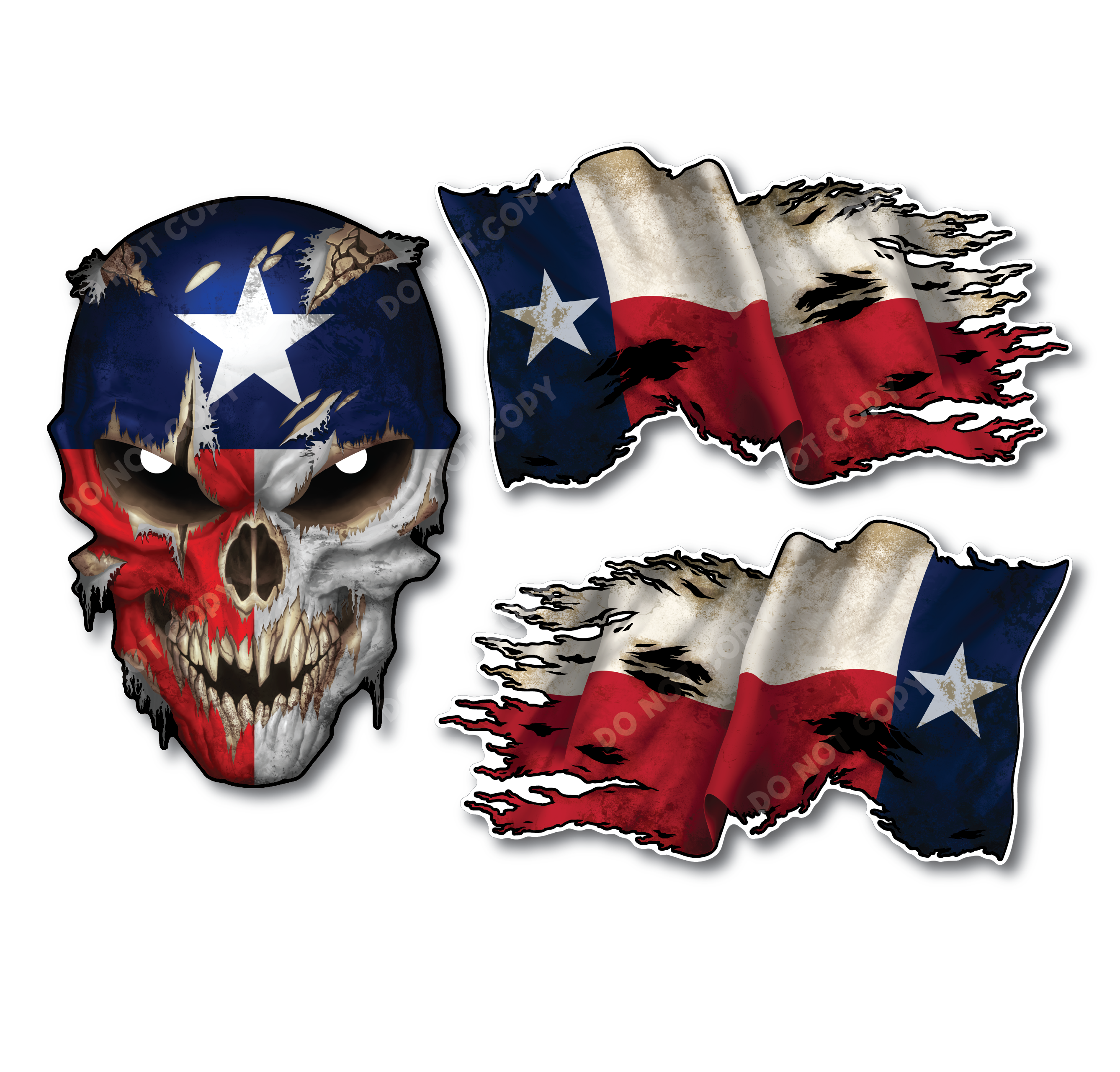 Decals by Haley State Flag and Skull Sticker Flag Decal Pack for Car Truck Vehicle Window