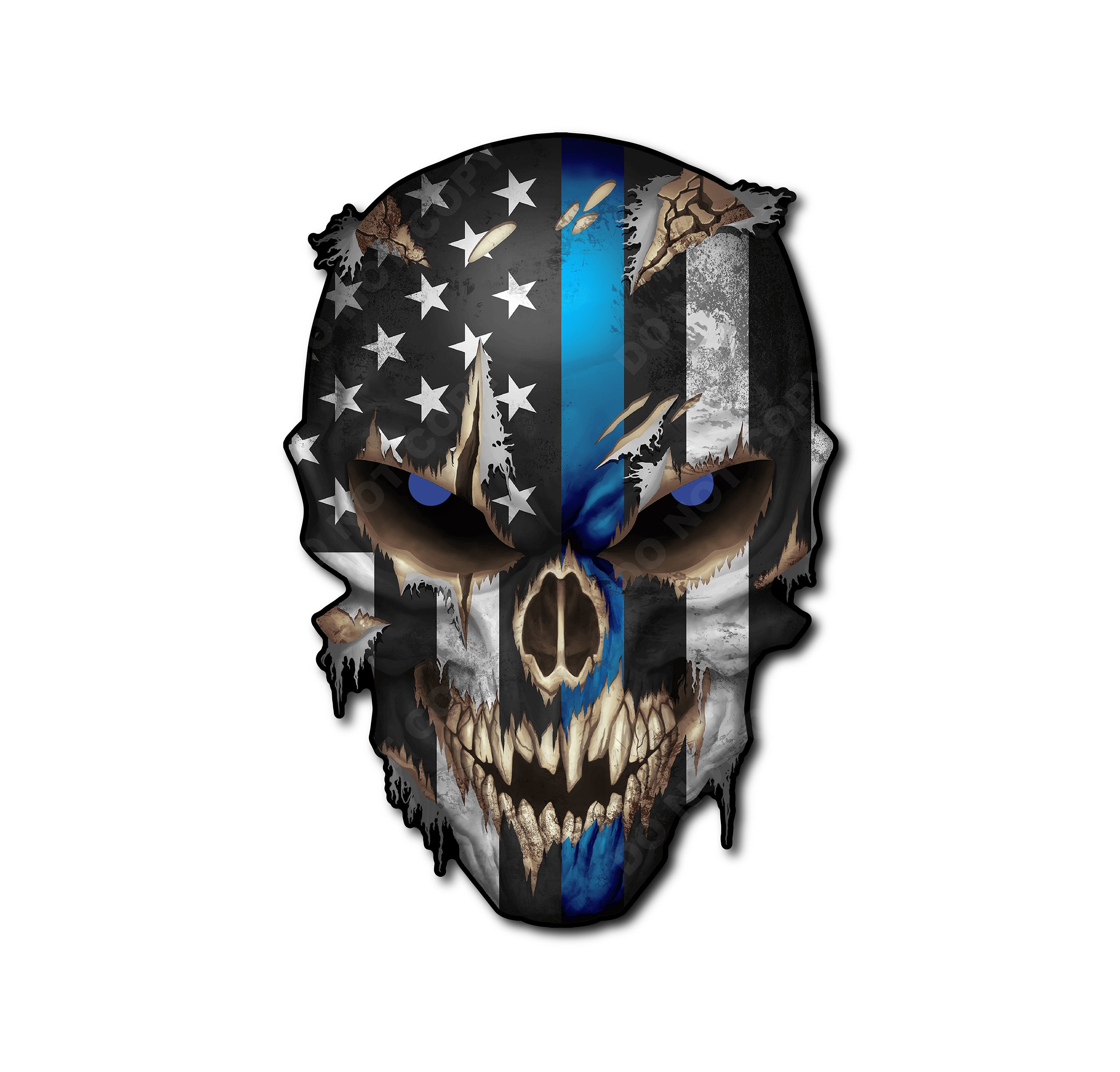 Skull with Reflective Eyes American Flag Vinyl Decal Stickers Car Truck Sniper Marines Army Navy Military Graphic
