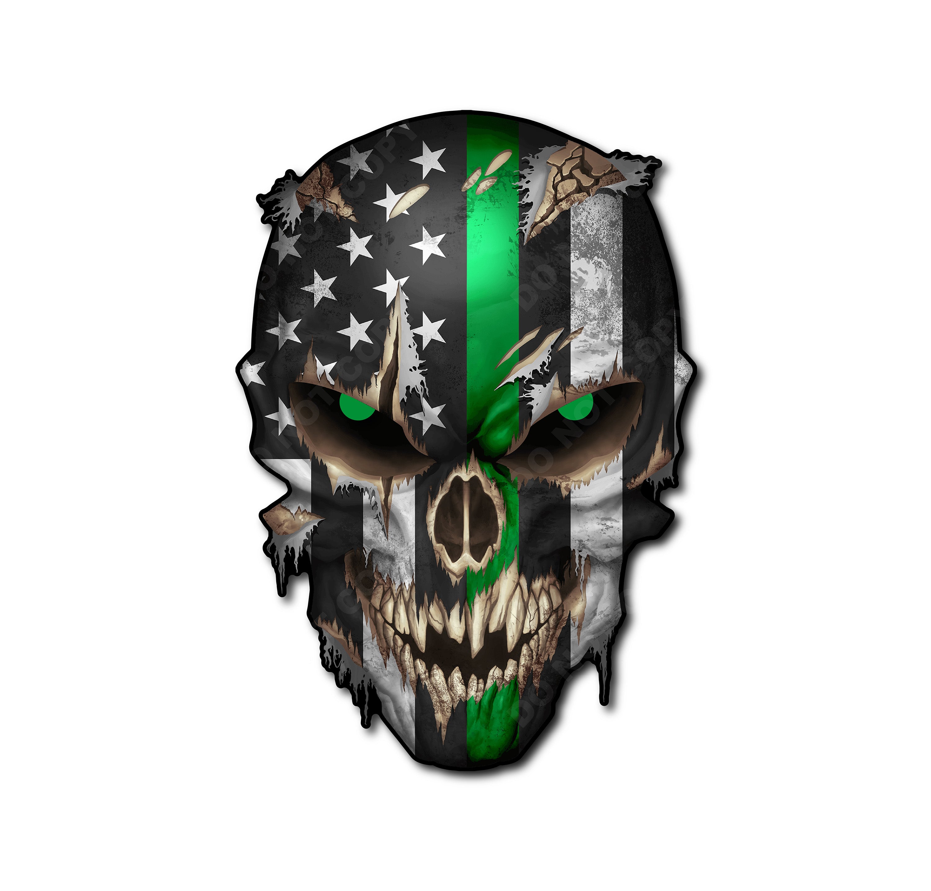 Skull with Reflective Eyes American Flag Vinyl Decal Stickers Car Truck Sniper Marines Army Navy Military Graphic
