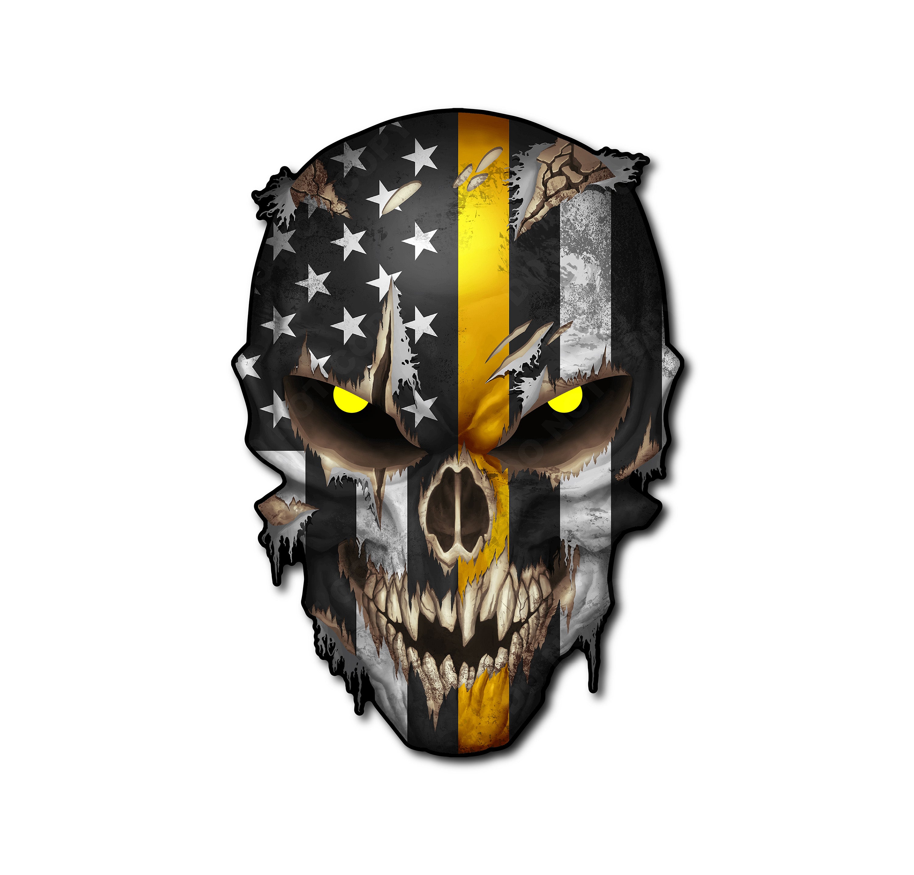 Skull with Reflective Eyes American Flag Vinyl Decal Stickers Car Truck Sniper Marines Army Navy Military Graphic