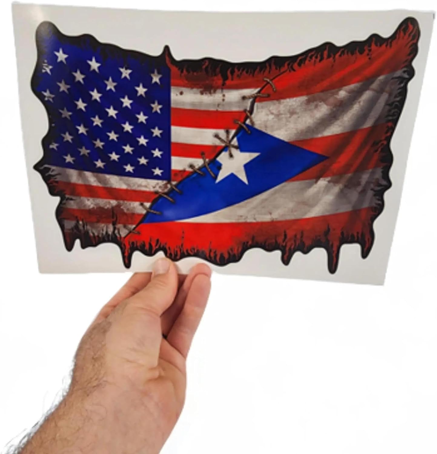 USA and Puerto Rican Flag Decal Sticker — Reflective Patriotic Graphic with Star Emblem — Vinyl Sticker for Cars, Trucks, laptops, toolboxes — Fade and Weather Resistant