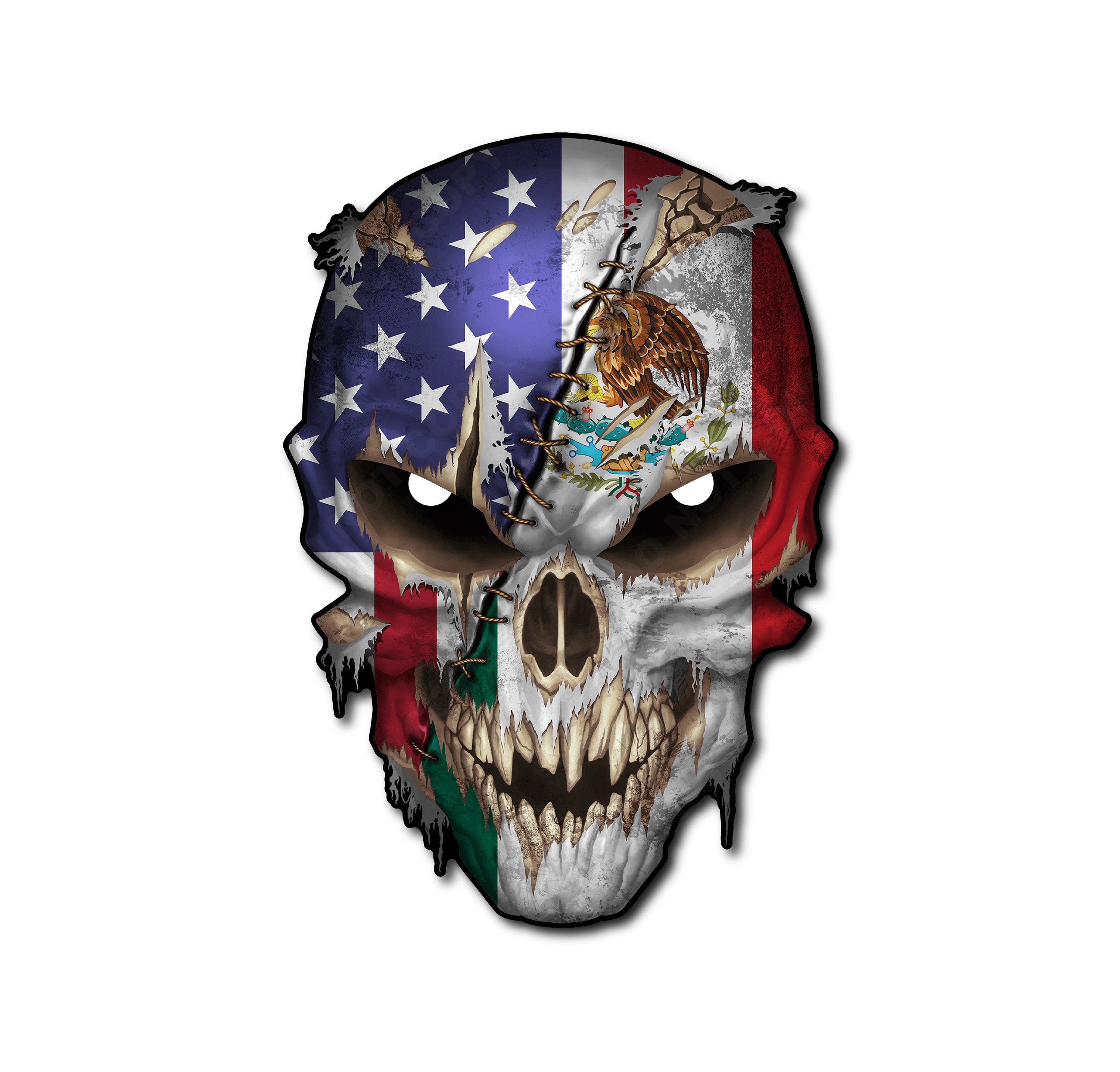 Skull with Reflective Eyes American Flag Vinyl Decal Stickers Car Truck Sniper Marines Army Navy Military Graphic