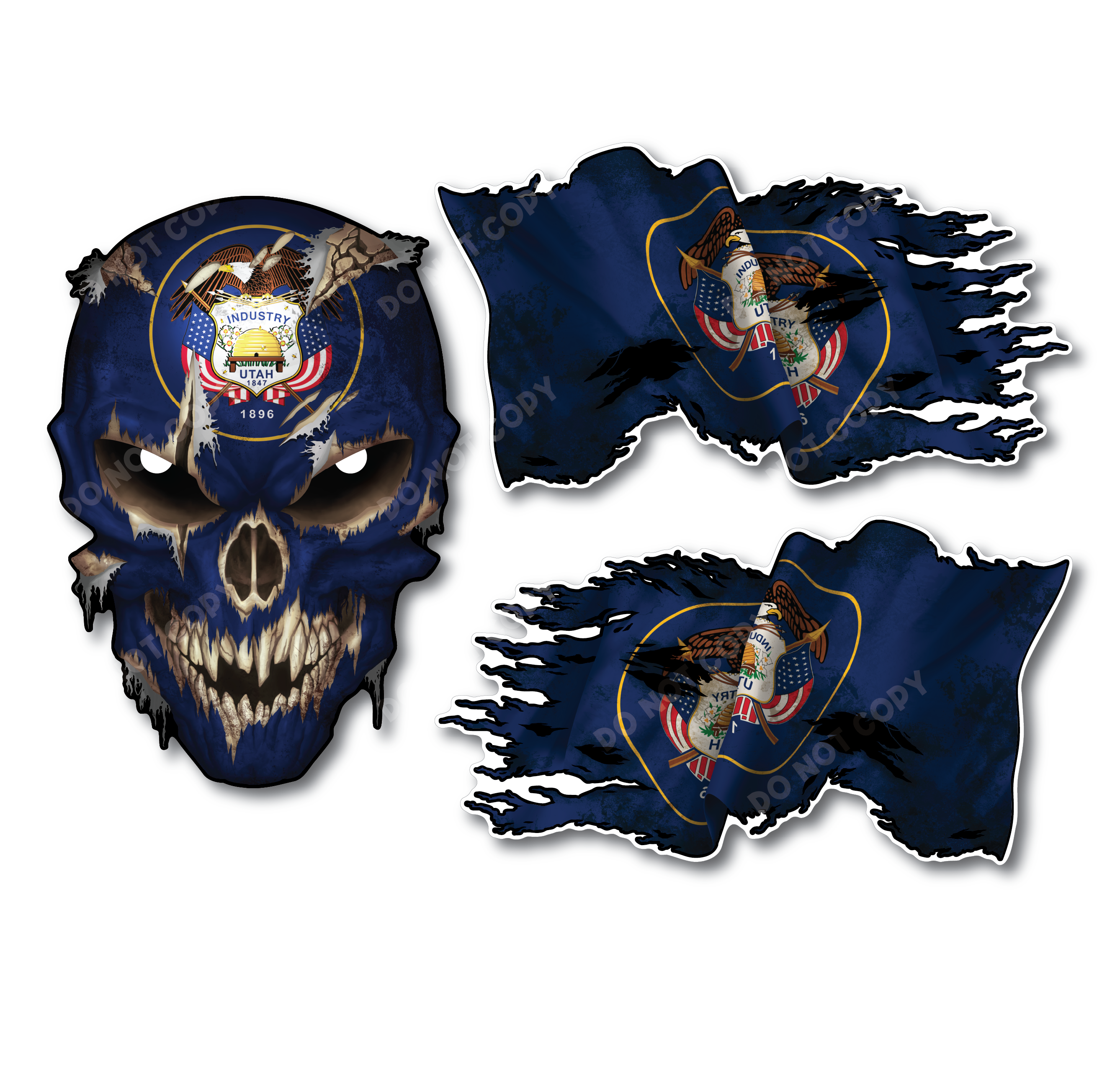 Decals by Haley State Flag and Skull Sticker Flag Decal Pack for Car Truck Vehicle Window