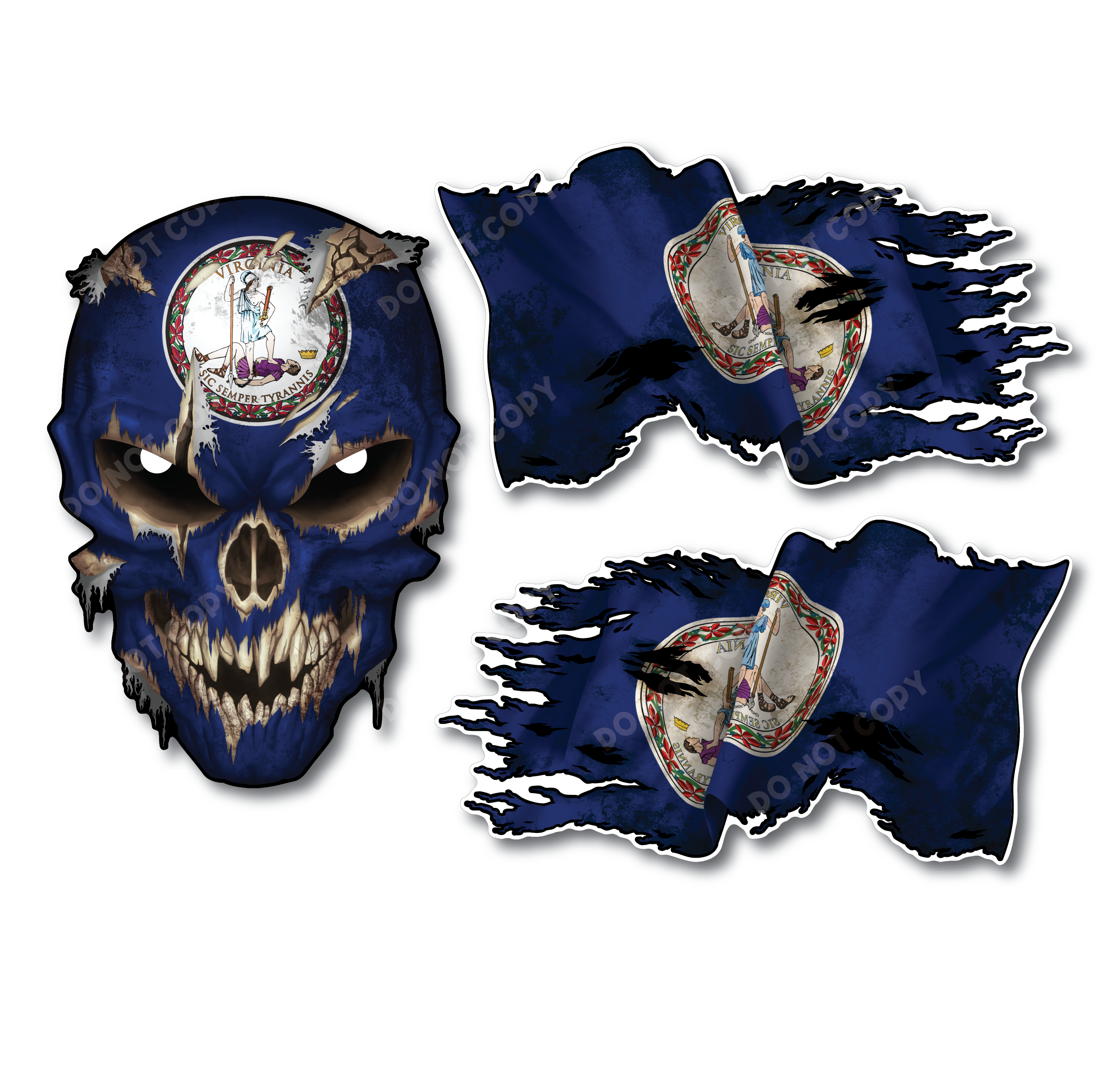 Decals by Haley State Flag and Skull Sticker Flag Decal Pack for Car Truck Vehicle Window