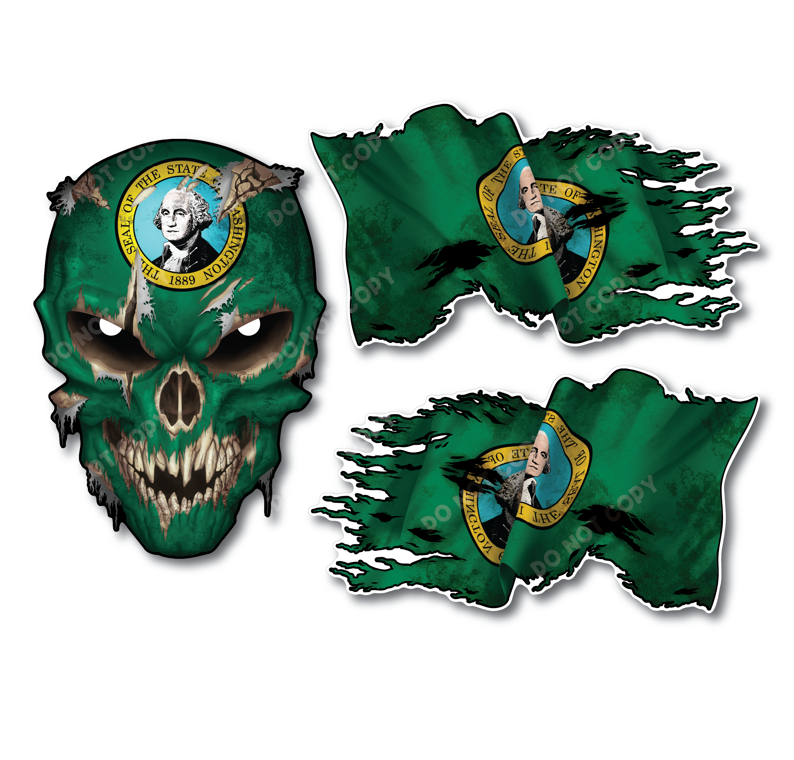 Decals by Haley State Flag and Skull Sticker Flag Decal Pack for Car Truck Vehicle Window