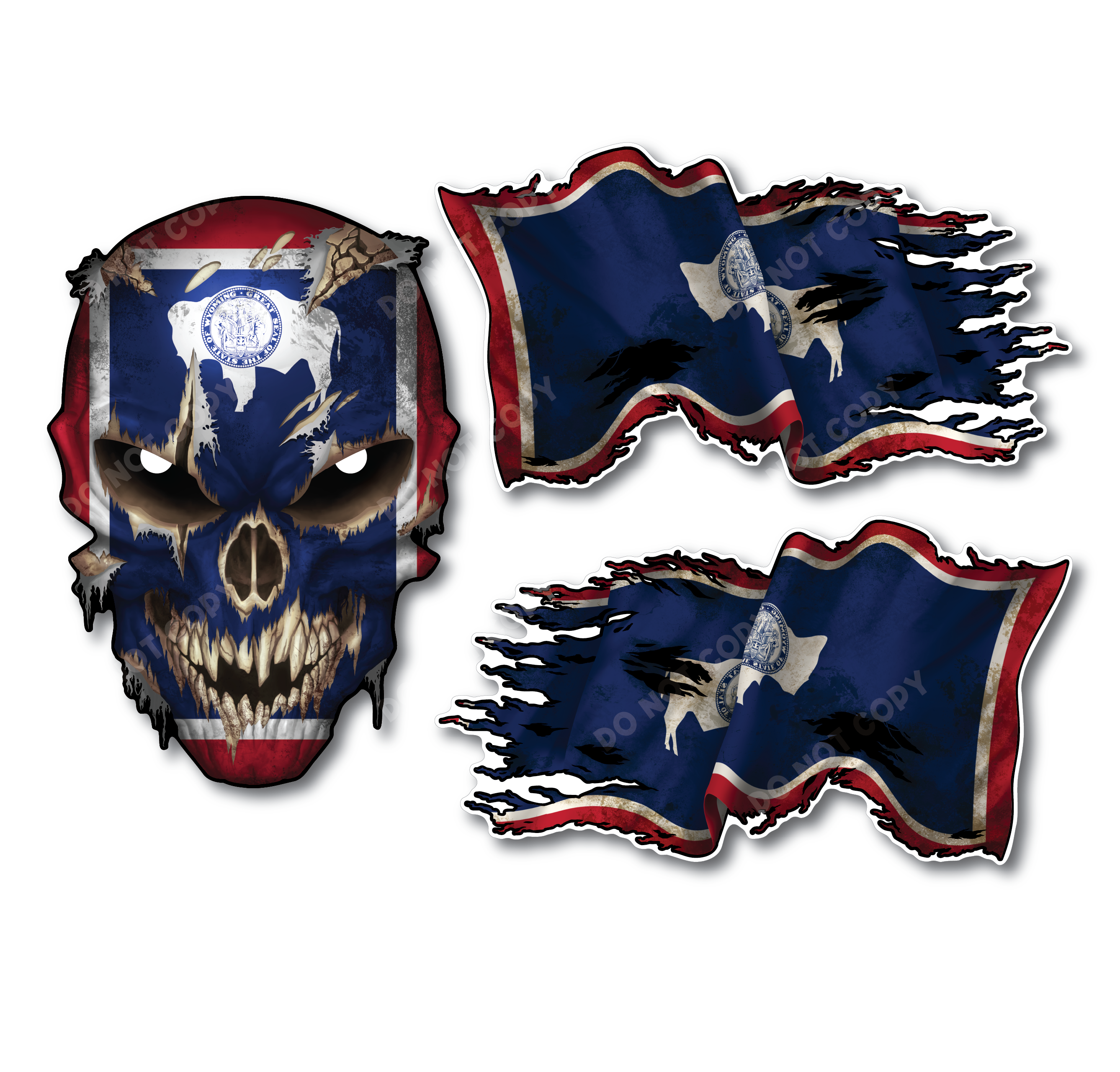Decals by Haley State Flag and Skull Sticker Flag Decal Pack for Car Truck Vehicle Window