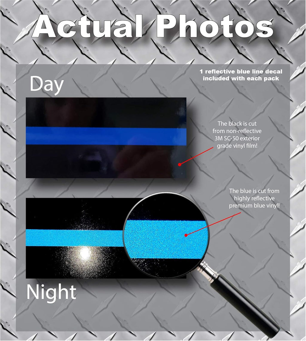 3 Pack of Reflective Thin Blue Line Police Officer BLM Vinyl Decal Sticker Car Truck 4" x 2"