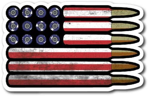American Flag Bullet Ammo Vinyl Decal Bumper Sticker Car Window US Truck Yeti 3M