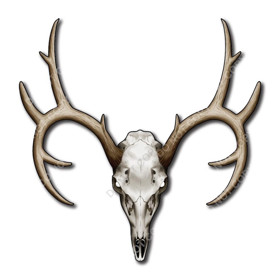 American Flag Deer Skull Hunting Decal with Reflective Eyes & Antlers – Patriotic 3M Vinyl Sticker for Car, Truck, SUV, or Boat – Weatherproof Vehicle Exterior Decoration for Hunters & Outdoorsmen