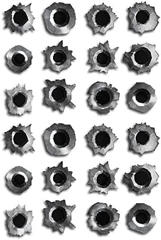 Decals by Haley 24 Pack of Bullet Hole Stickers Ultra-Realistic Fake Bullets - Safe for Paint - Laptop car Truck auto Body Scratch and dent Cover Prank Funny Gunshot Sticker Fake Bullet Gun Shot