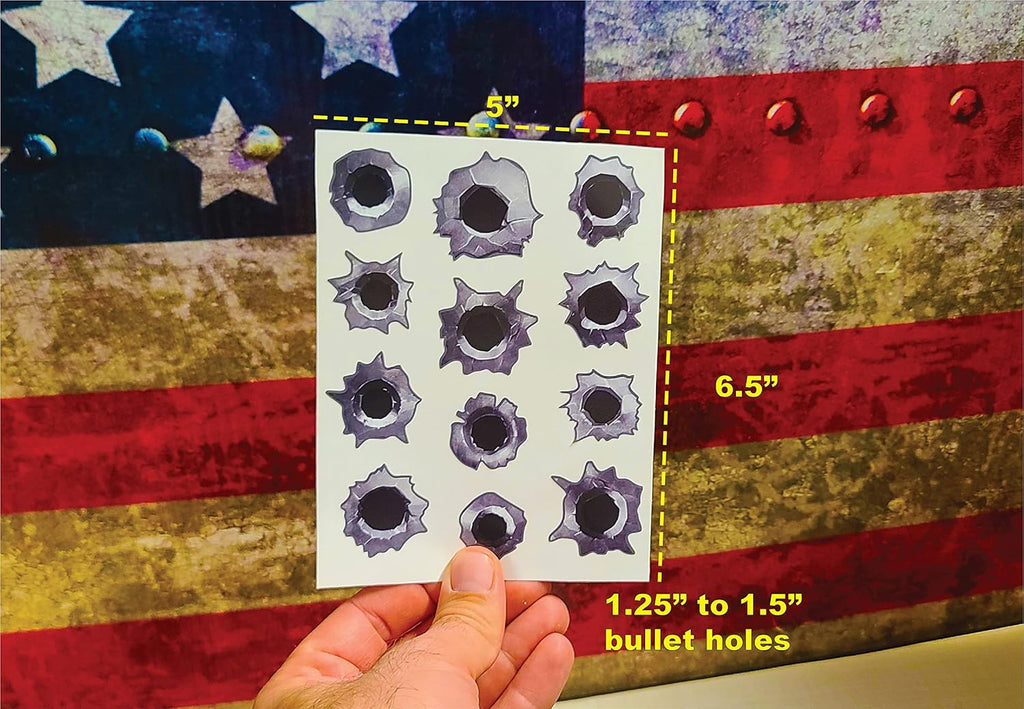 Decals by Haley 24 Pack of Bullet Hole Stickers Ultra-Realistic Fake Bullets - Safe for Paint - Laptop car Truck auto Body Scratch and dent Cover Prank Funny Gunshot Sticker Fake Bullet Gun Shot