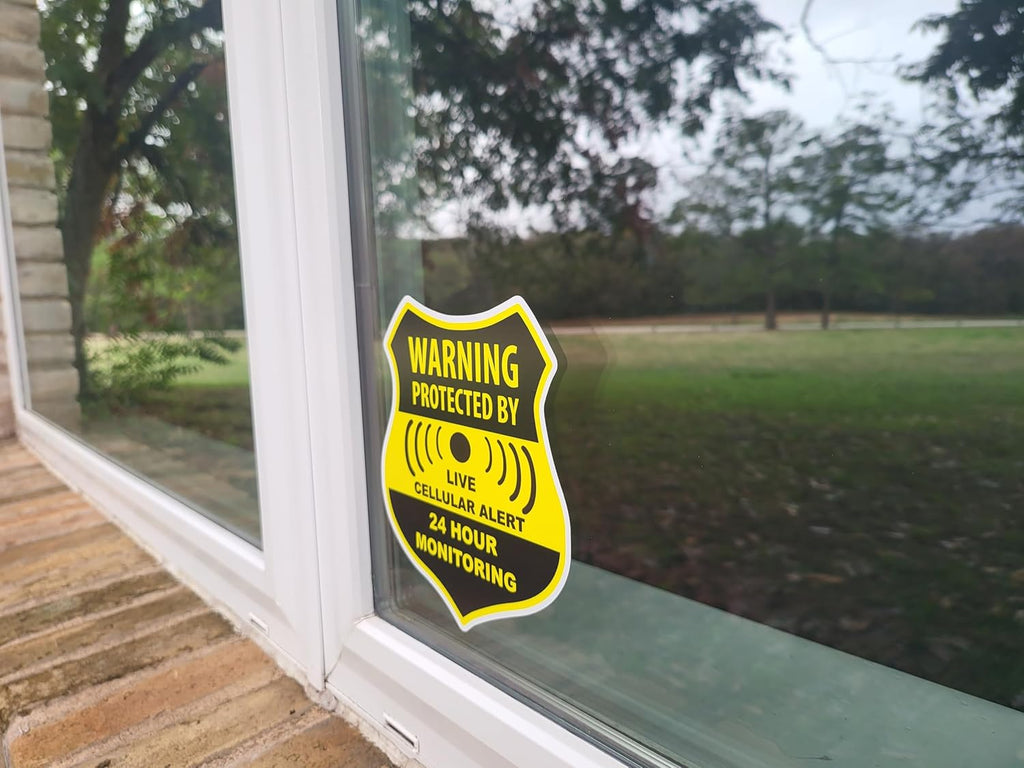 (5 Pack) Combination Pack of 24 Hour Monitoring - This Vehicle Protected by GPS Tracking Warning Signs - Decal Self Adhesive Sticker Vinyl Decal — UV Resistent