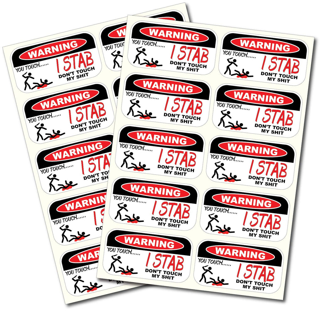 20 Pack of Crude Humor Don't Touch My Shit Hilarious Hard Hat Prank Decal Joke Sticker Funny Laugh Construction LOL