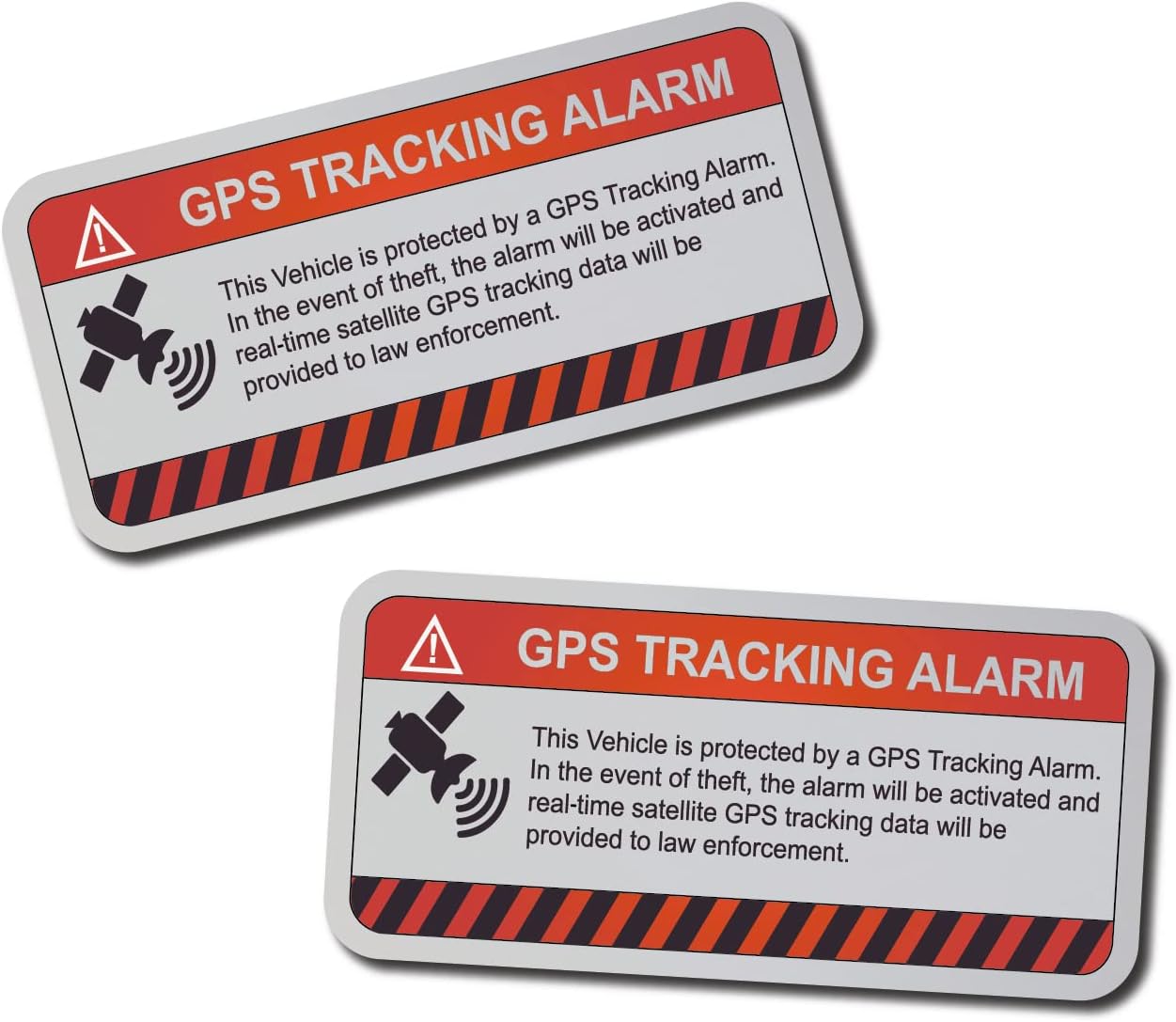 Decals by Haley 2 Pack GPS Stickers Alarm Security Vinyl Warning Tracking Sticker Tracker on 3M Vinyl - Safe for Vehicle Paint - Perfect for Bikes, Equipment, Scooter, Bicycle RFID Micro System