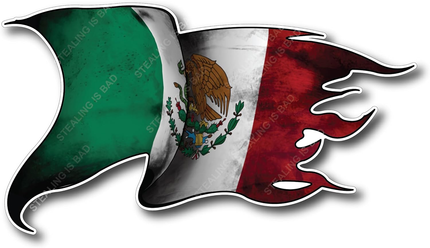 Decals by Haley Mexican Flag Sticker Tattered Waving Country Mexico Stickers Mexican Decal Bumper Sticker for Car Truck SUV Vehicle Peel and Stick 3m Vinyl Graphic Window Automobile