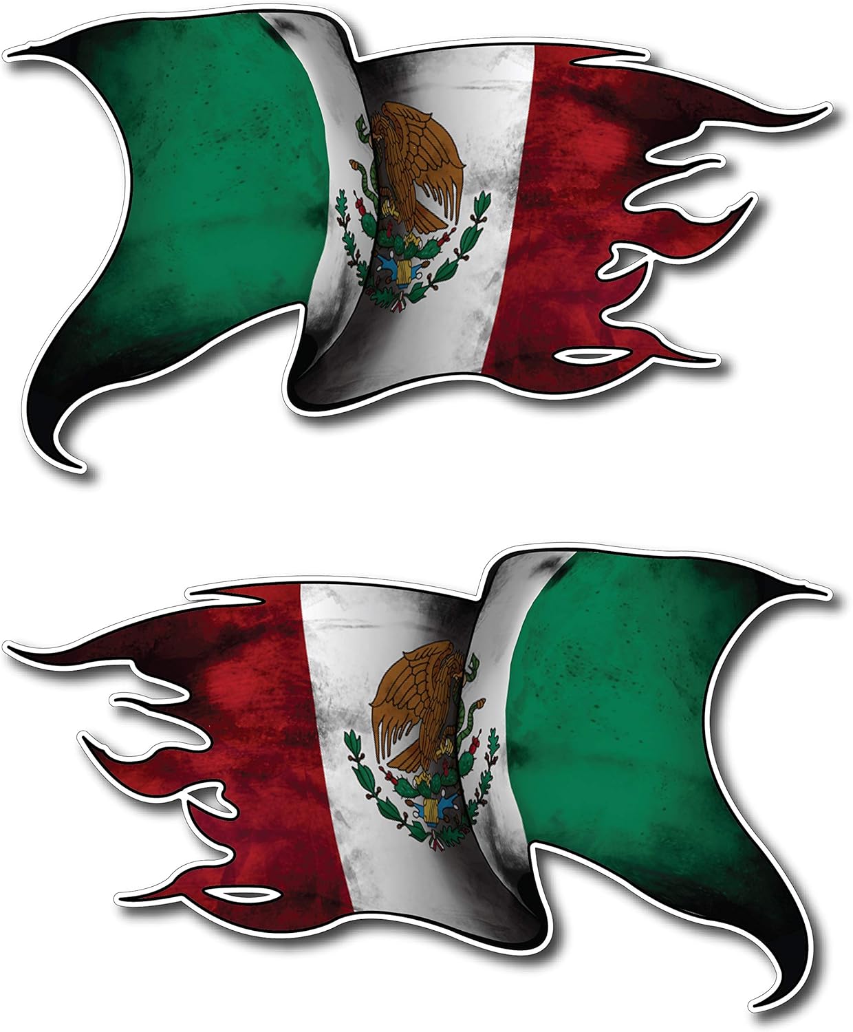 Decals by Haley Mexican Flag Sticker Tattered Waving Country Mexico Stickers Mexican Decal Bumper Sticker for Car Truck SUV Vehicle Peel and Stick 3m Vinyl Graphic Window Automobile