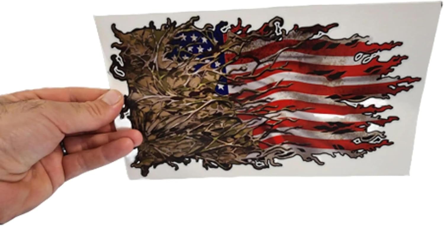 Camouflage USA American Flag Decal Sticker for Cars, Trucks, and Other Vehicles. Durable Vinyl Graphic for Bumpers, Windows, laptops, and toolboxes. Weather-Resistant, Fade-Proof