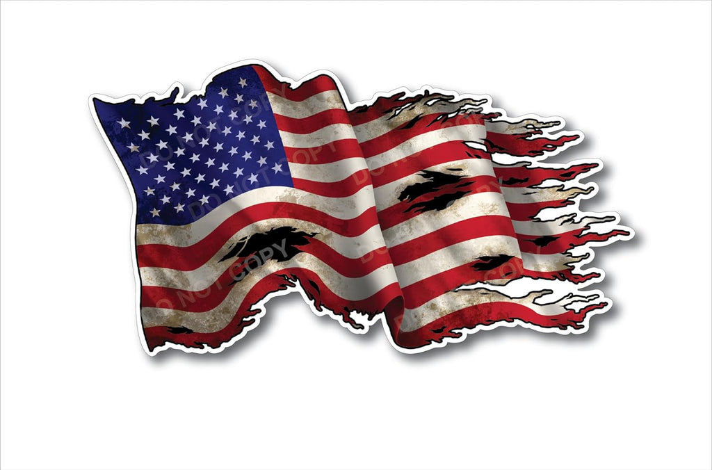 New Tattered Waving USA American Flag Vinyl Decal Army Navy Military Country Stickers Car Truck