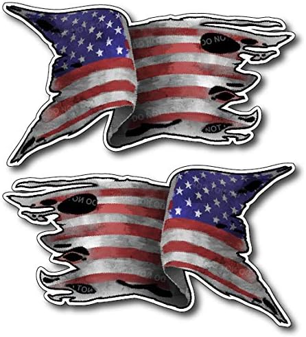 New Tattered Waving USA American Flag Vinyl Decal Army Navy Military Country Stickers Car Truck