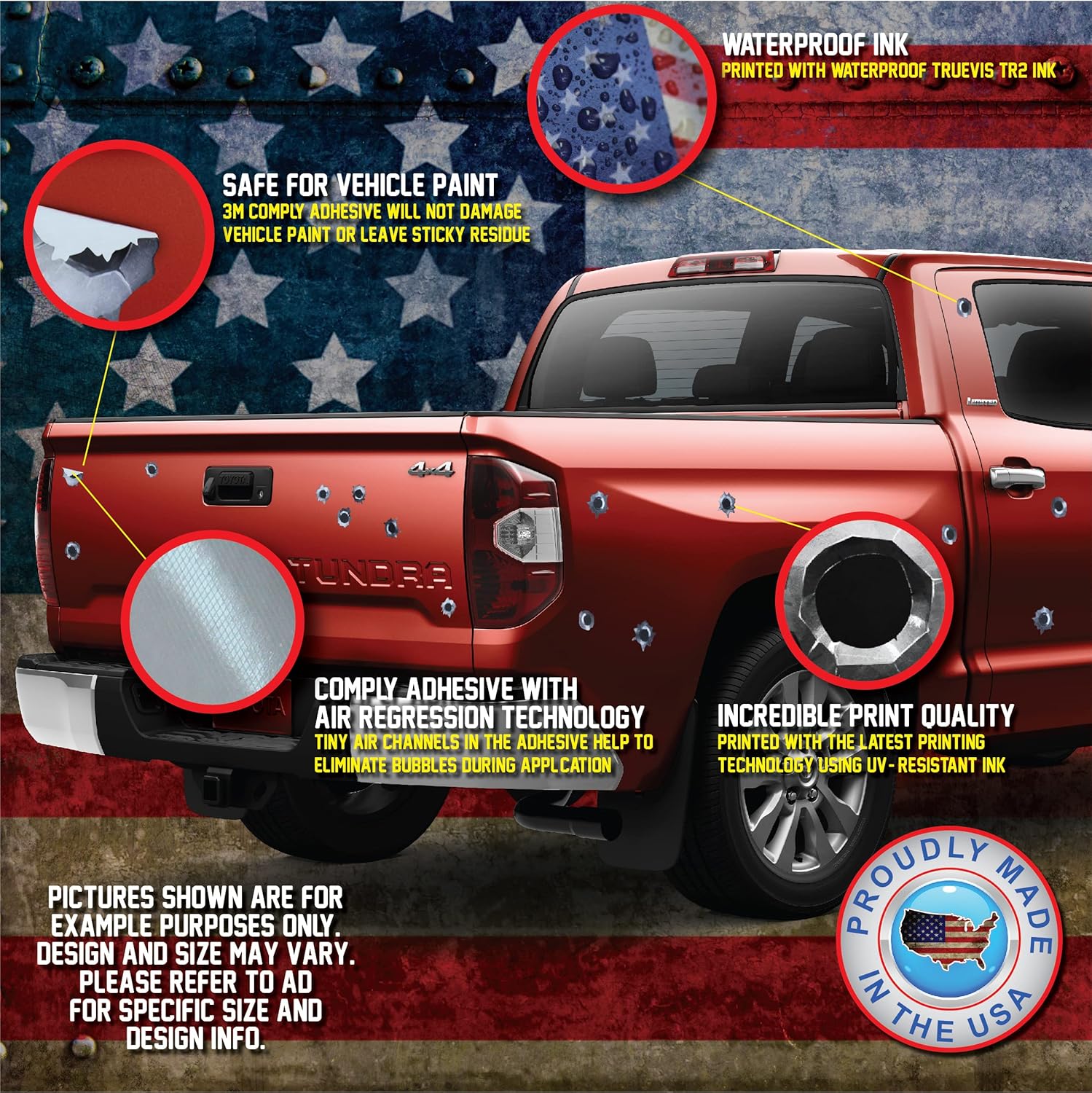 Decals by Haley 24 Pack of Bullet Hole Stickers Ultra-Realistic Fake Bullets - Safe for Paint - Laptop car Truck auto Body Scratch and dent Cover Prank Funny Gunshot Sticker Fake Bullet Gun Shot