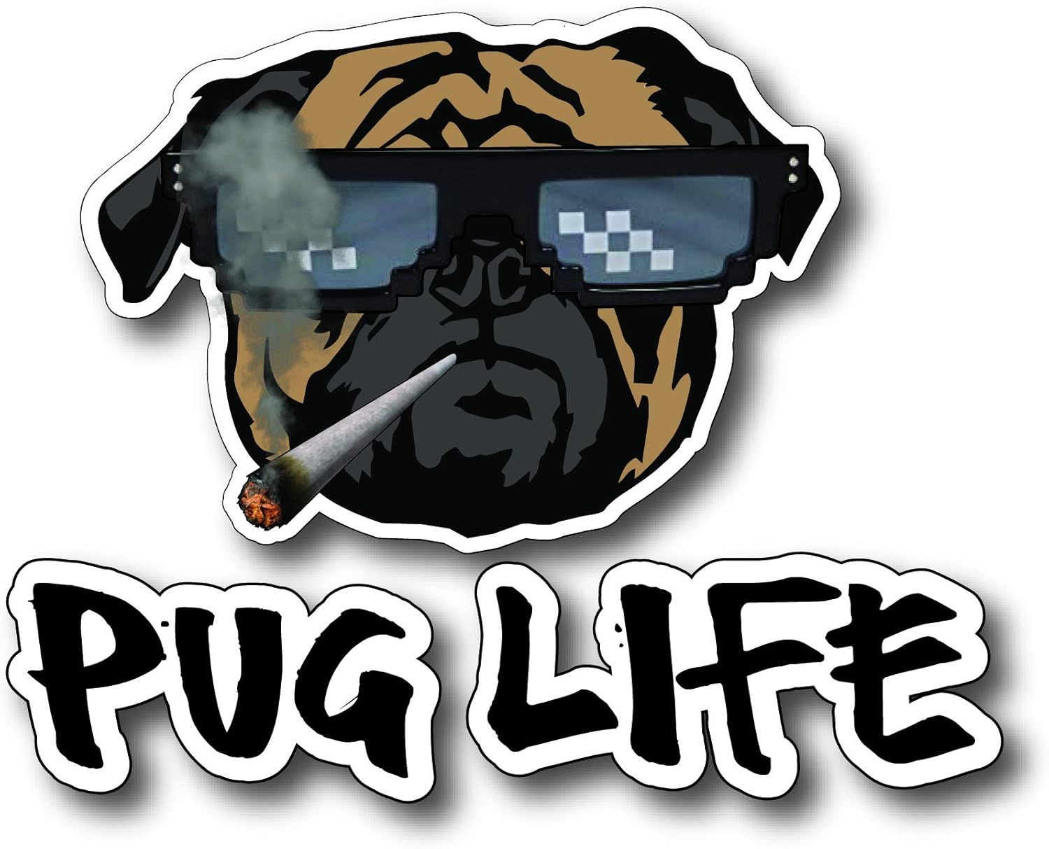 Funny Pug Life Dog Lover Decal Bumper Sticker Peel and Stick for Windows Cars Trucks laptops