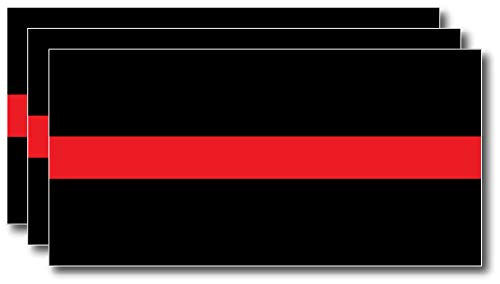 3 Pack of Reflective Thin Red Line Flag Firefighter Fire Department Fire Truck Red Lives Matter Decal Sticker Car Truck RLM