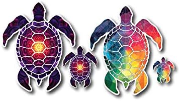 4 Pack Sea Turtle Decal Vinyl Sticker Beach Ocean Design Printed on Sleek 3M Bubble Free Vinyl