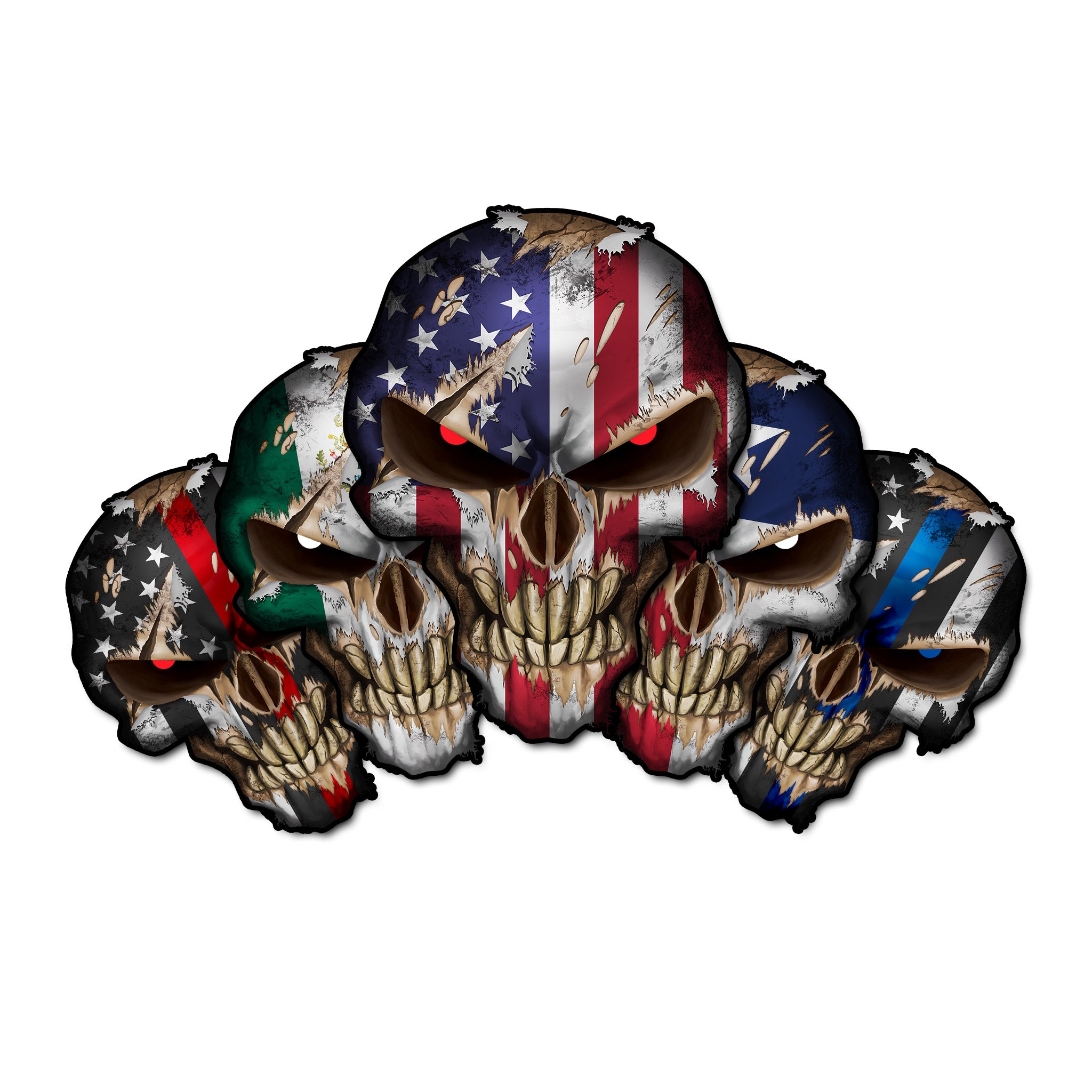 Skull with Reflective Eyes American Flag Vinyl Decal Stickers Car Truck Sniper Marines Army Navy Military Graphic