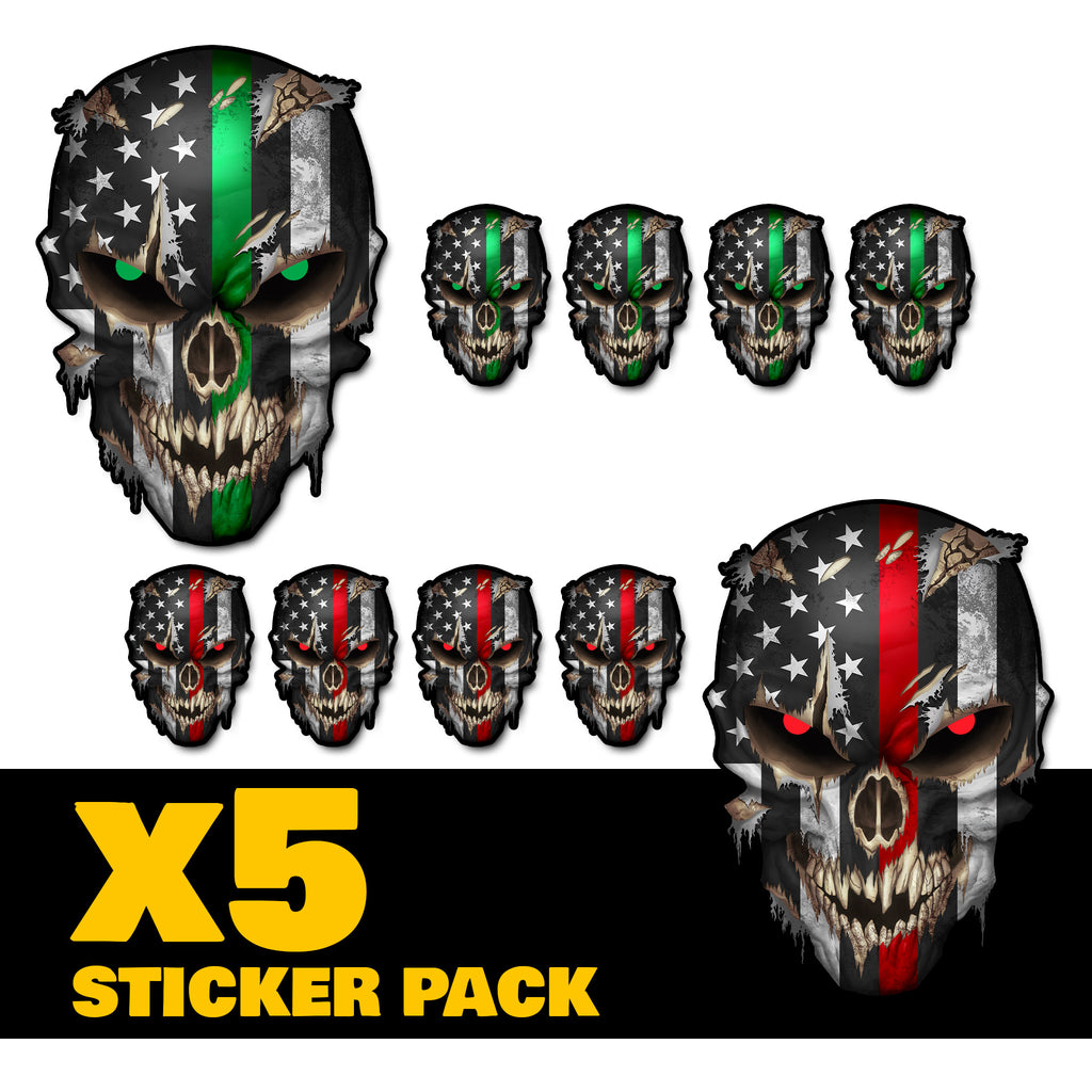 Sticker Pack - 5 Pack Thin LINE Skull American Flag Car Truck Sniper Marines Army Navy Military Graphic