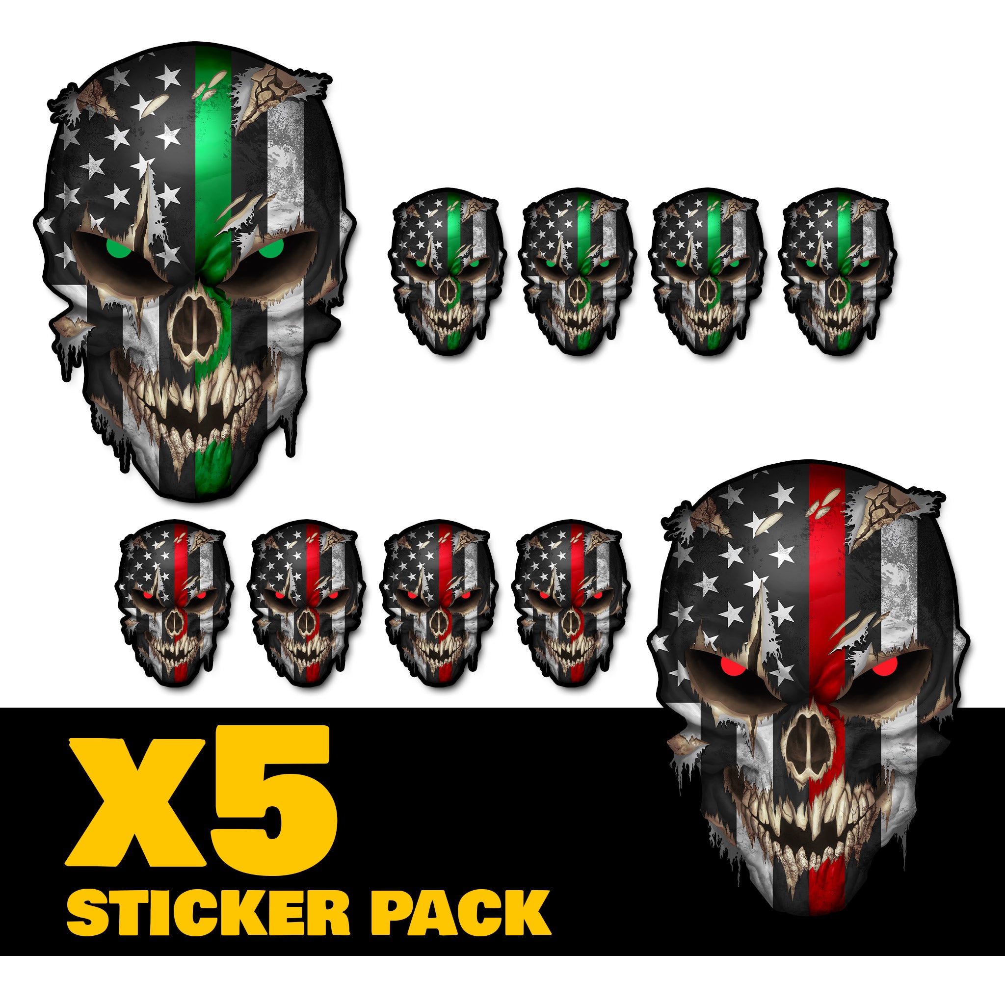 Sticker Pack - 5 Pack Thin LINE Skull American Flag Car Truck Sniper Marines Army Navy Military Graphic