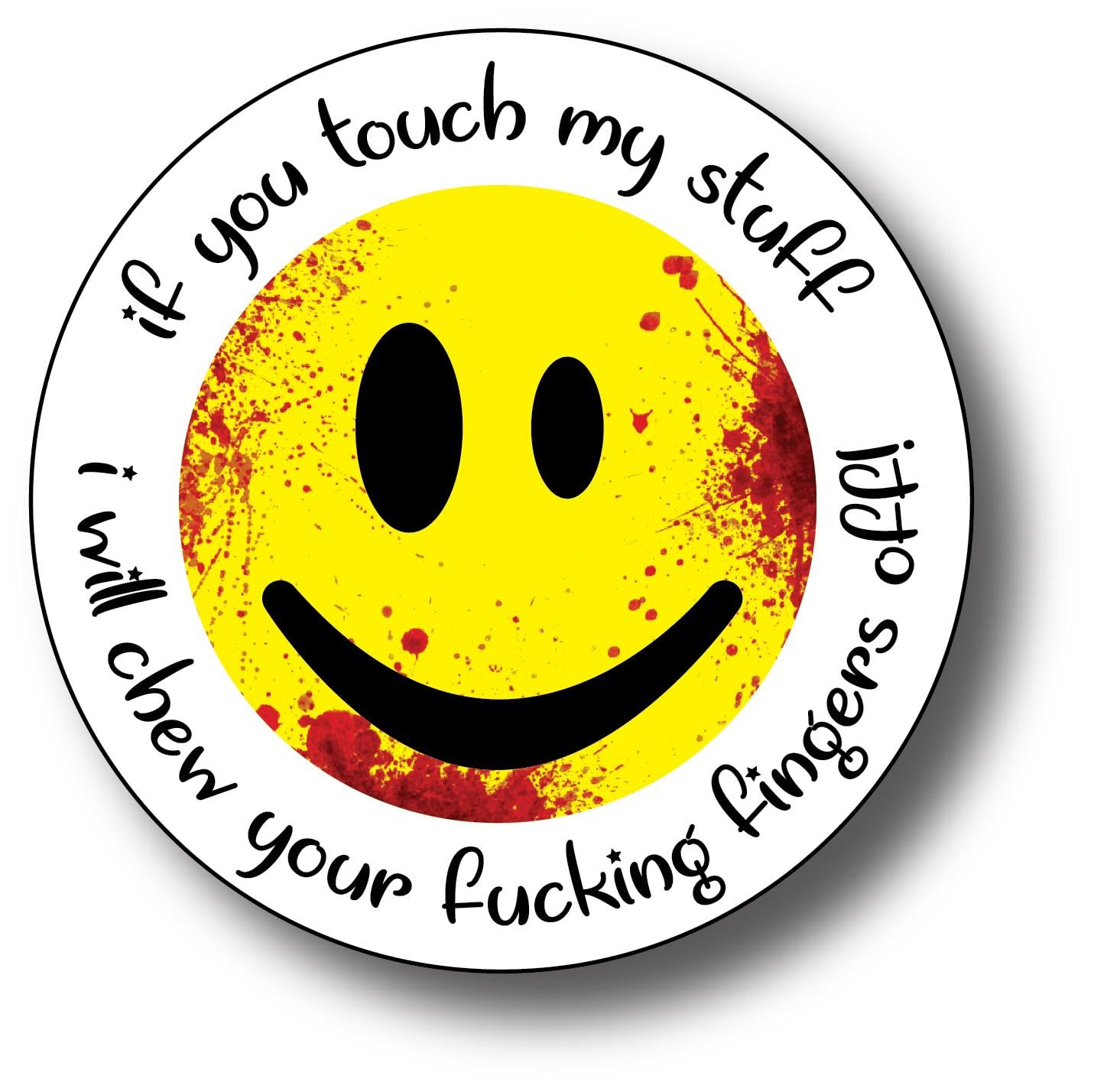 Hilarious Don't Touch My Stuff Smiley Face Decal Sticker for Car Trucks Toolbox Hard Hat Tools Gift Waterproof TR2 Truvis Ink Easy Application 3M Vinyl - Vehicle Exterior Decoration