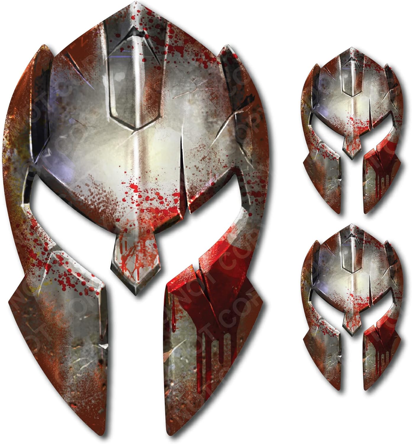 Thin Spartan Gladiator Helmet Decal Bumper Sticker for Car Truck Auto Universal fit Peel and Stick 3M Adhesive to Honor Dispatch Tow Truck EMS First Responder (Bloody Metal)