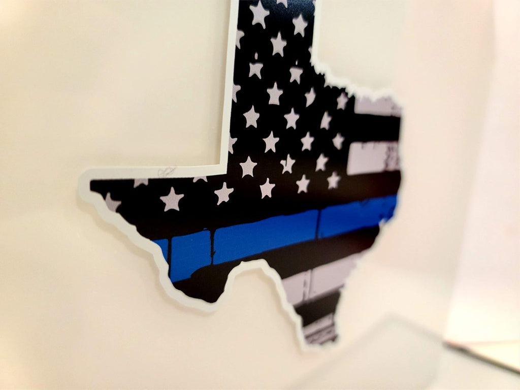 3 Pack of State of Texas Shaped Thin Blue Line Police Officer Tattered BLM American Flag Grunge Style Vinyl Decal Sticker Car Truck 5" x 4.7"