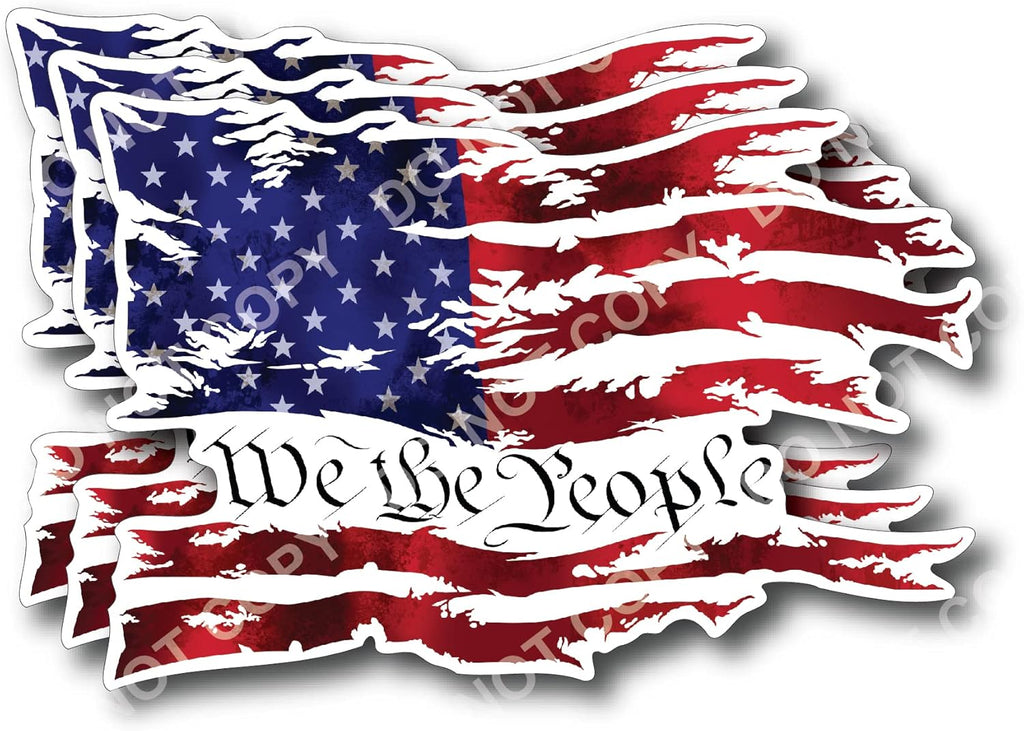 We The People American Flag Vinyl Car Decal Sticker Constitution Cars Trucks Vans Walls Laptop White 6 inches x 4 inches