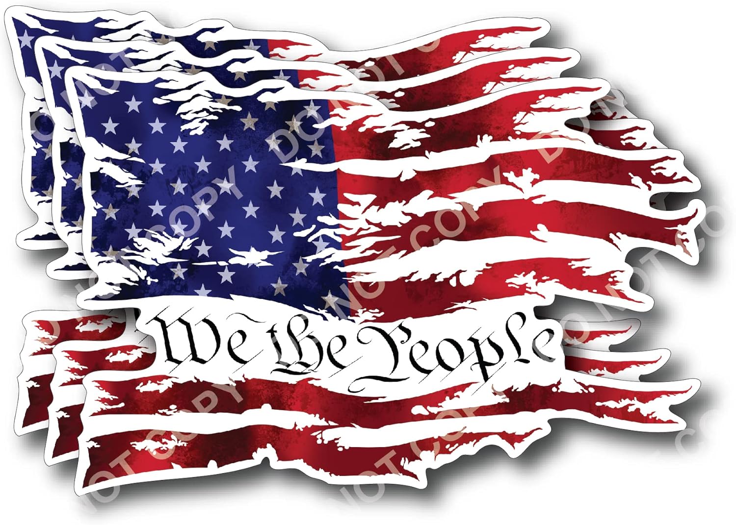 We The People American Flag Vinyl Car Decal Sticker Constitution Cars Trucks Vans Walls Laptop White 6 inches x 4 inches