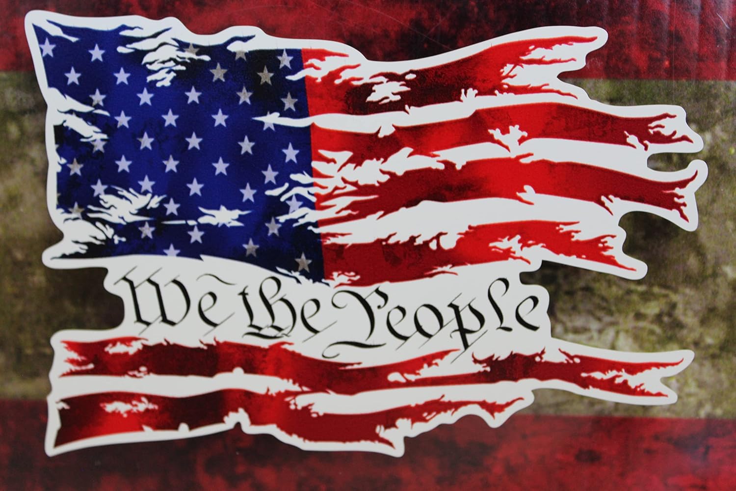 We The People American Flag Vinyl Car Decal Sticker Constitution Cars Trucks Vans Walls Laptop White 6 inches x 4 inches