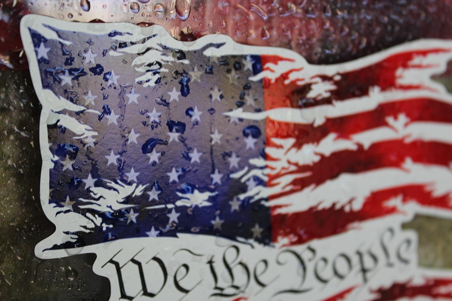 We The People American Flag Vinyl Car Decal Sticker Constitution Cars Trucks Vans Walls Laptop White 6 inches x 4 inches