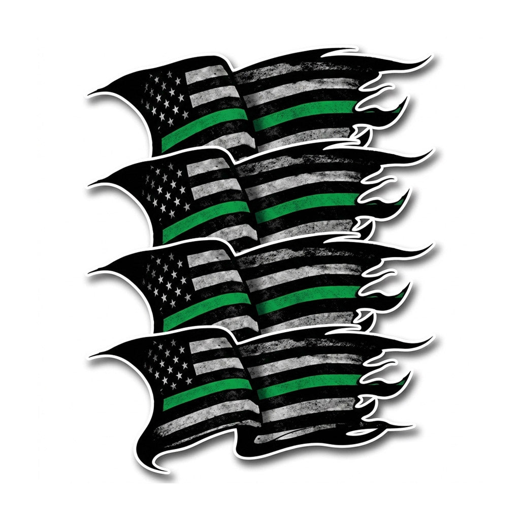 Sticker Pack - Tattered Distressed Thin Green Line Green Lives Matter Flag Military Soldier Army Navy Decal Sticker for Car Truck Auto Glass Safe for Paint - Bubble Free Adhesive