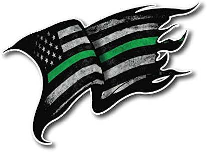 Sticker Pack - Tattered Distressed Thin Green Line Green Lives Matter Flag Military Soldier Army Navy Decal Sticker for Car Truck Auto Glass Safe for Paint - Bubble Free Adhesive