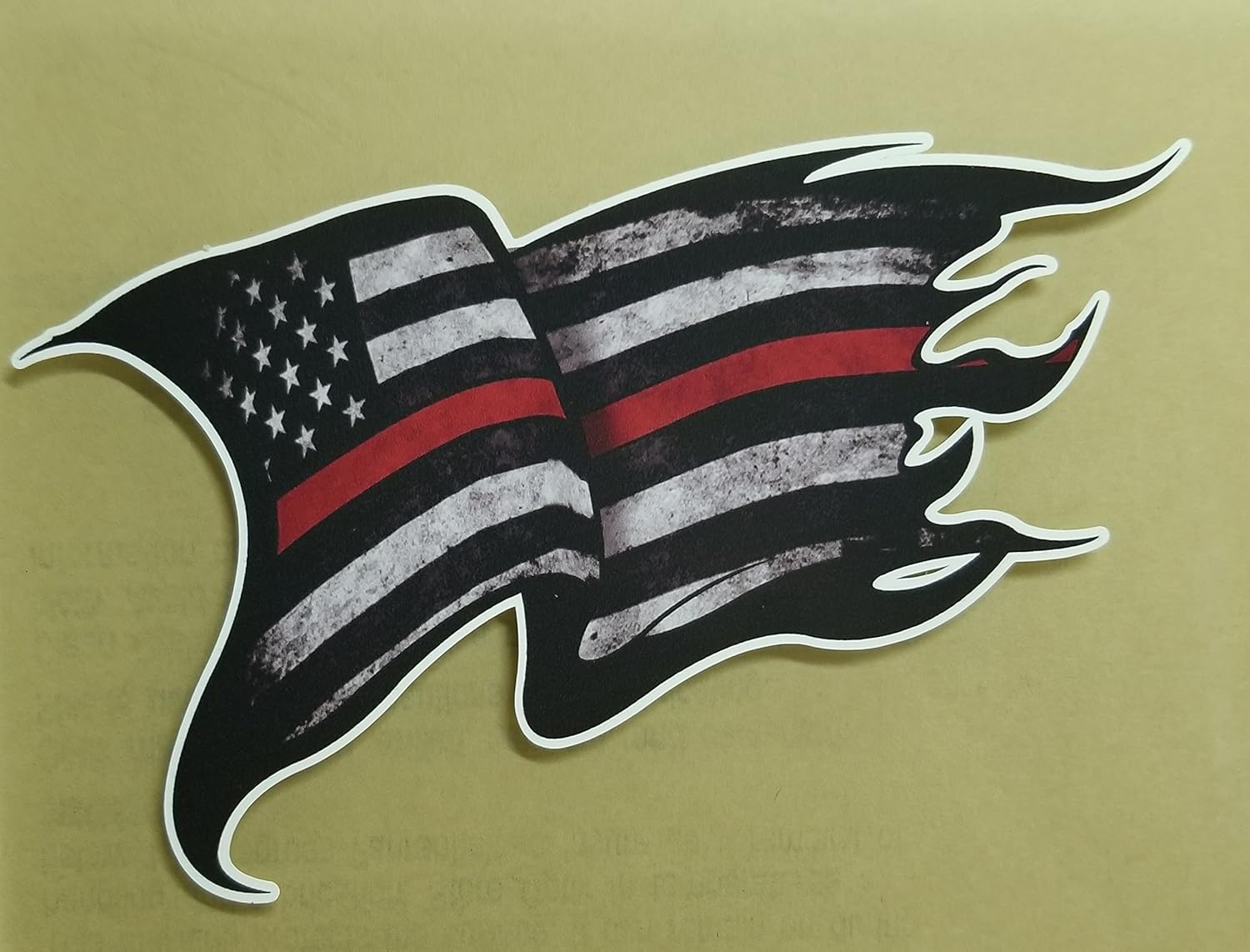 Tattered Distressed Thin Red Line Flag Firefighter Fire Department Fire Truck Red Lives Matter Decal Sticker Car Truck RLM