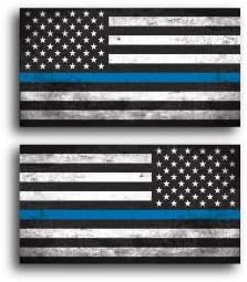 Support Police Officer Thin Blue Line American Flag Decal Sticker Window Car