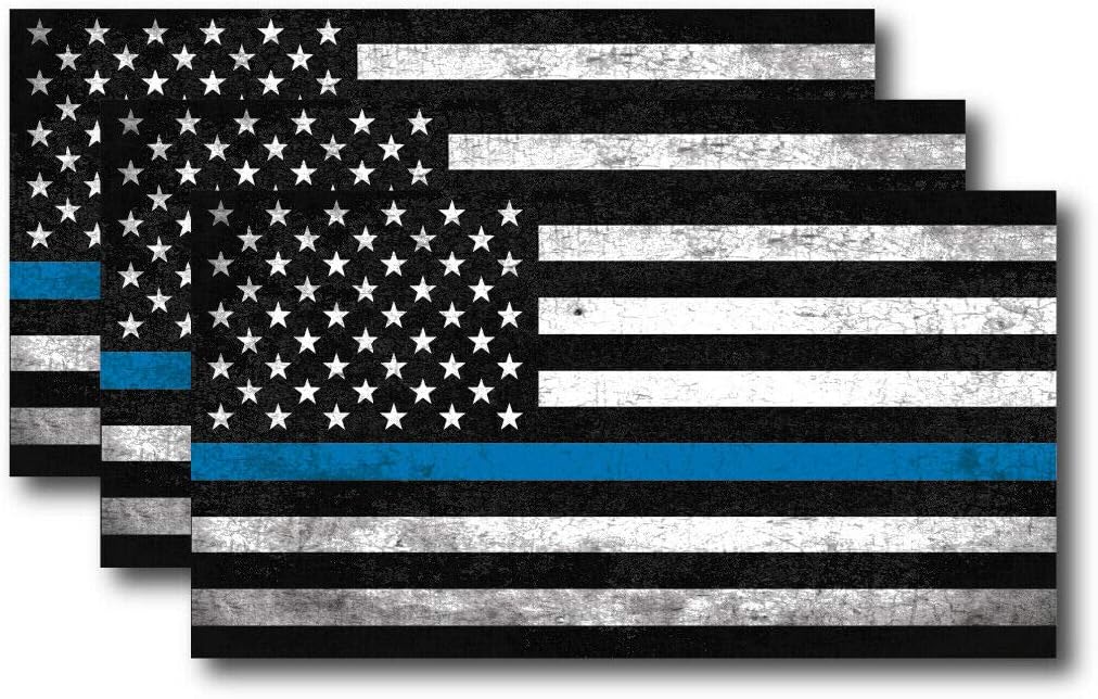 Support Police Officer Thin Blue Line American Flag Decal Sticker Window Car