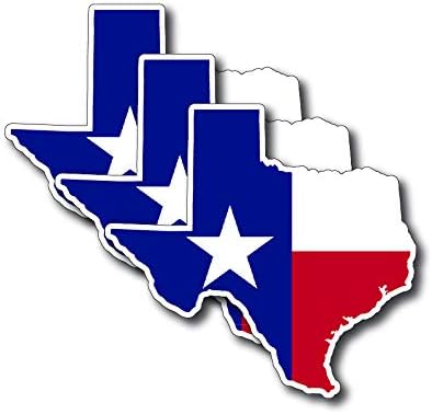 Decals by Haley 3 Pack Texas Flag Sticker Shaped Like Texas Flag Decal Pack for Car Truck Vehicle Window Vinyl Decals State Seal - Safe for Vehicle Paint Laptop Decal Bumper Sticker