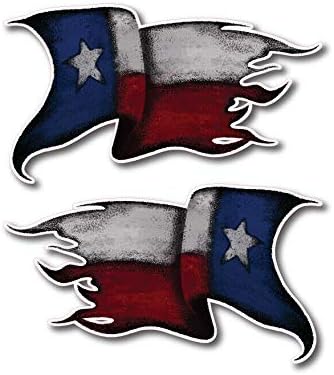 2X Texas State Waving Flag Vinyl 3M Decal Bumper Sticker Car Truck Window Texan