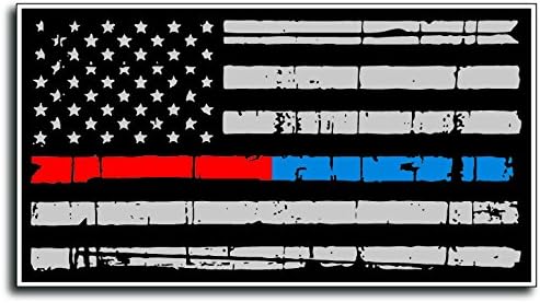 Thin Red and Blue Line Police Officer Fireman Firefighter BLM American Flag Vinyl Distressed Decal Sticker Car Truck 5.5" x 3"