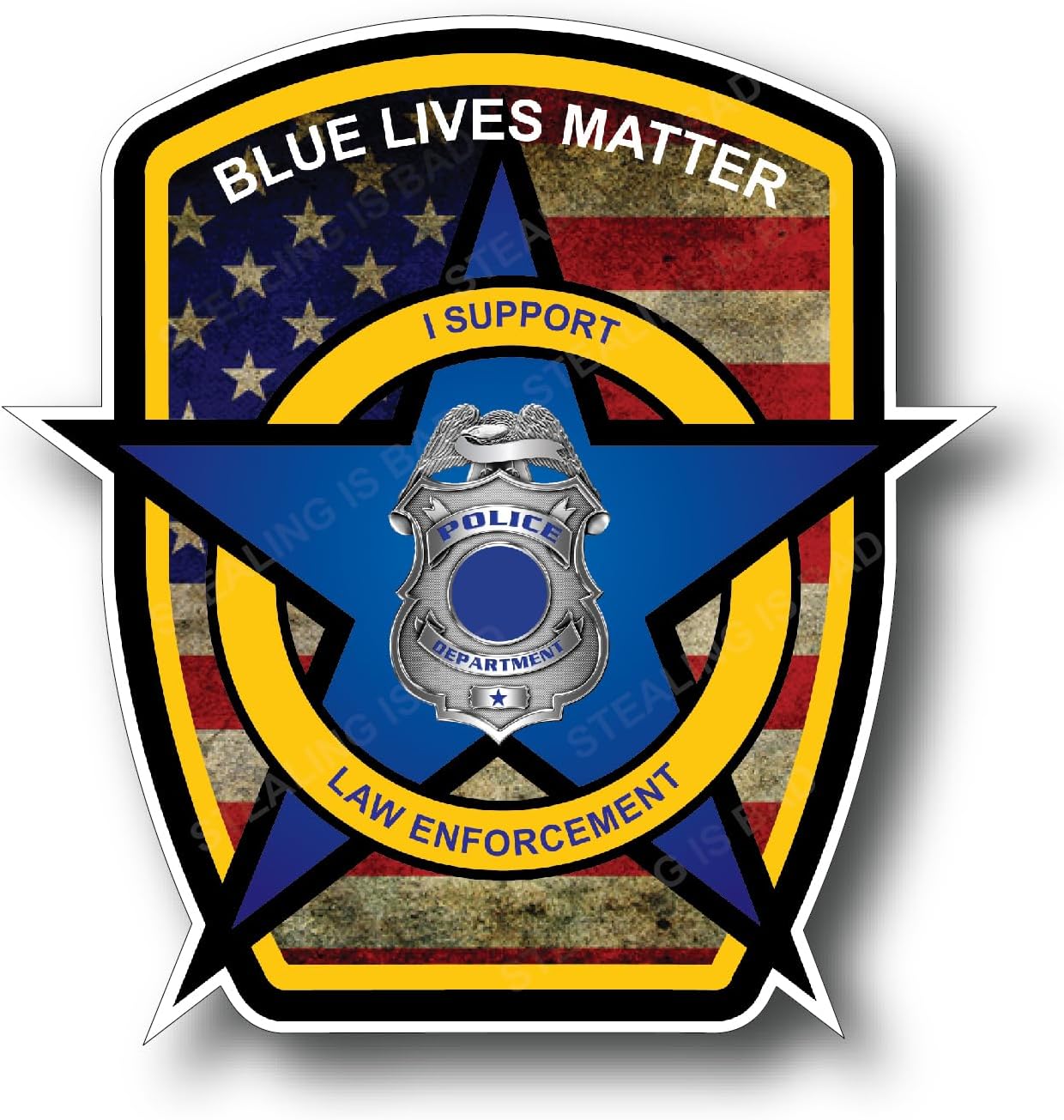 Thin Blue Line Police Officer American Flag Vinyl Decal Sticker 3M Peel and Stick Bubble Free Vinyl Car Truck