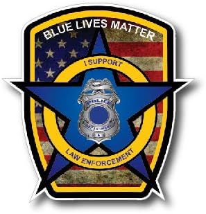 Thin Blue Line Police Officer American Flag Vinyl Decal Sticker 3M Peel and Stick Bubble Free Vinyl Car Truck