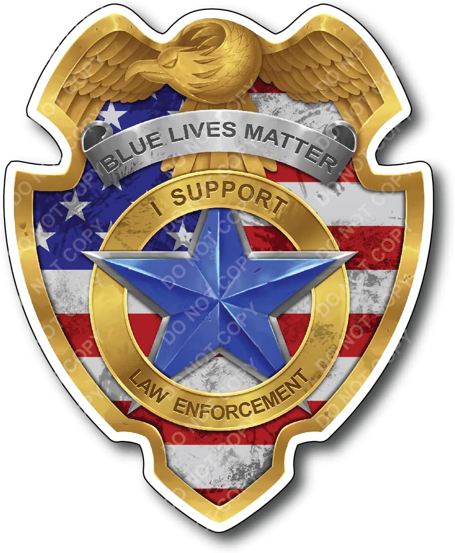 Thin Blue Line Blue Lives Matter Badge USA Flag Police Decal Sticker for Car Truck Auto Glass Window Peel and Stick Safe for Vehicle Paint