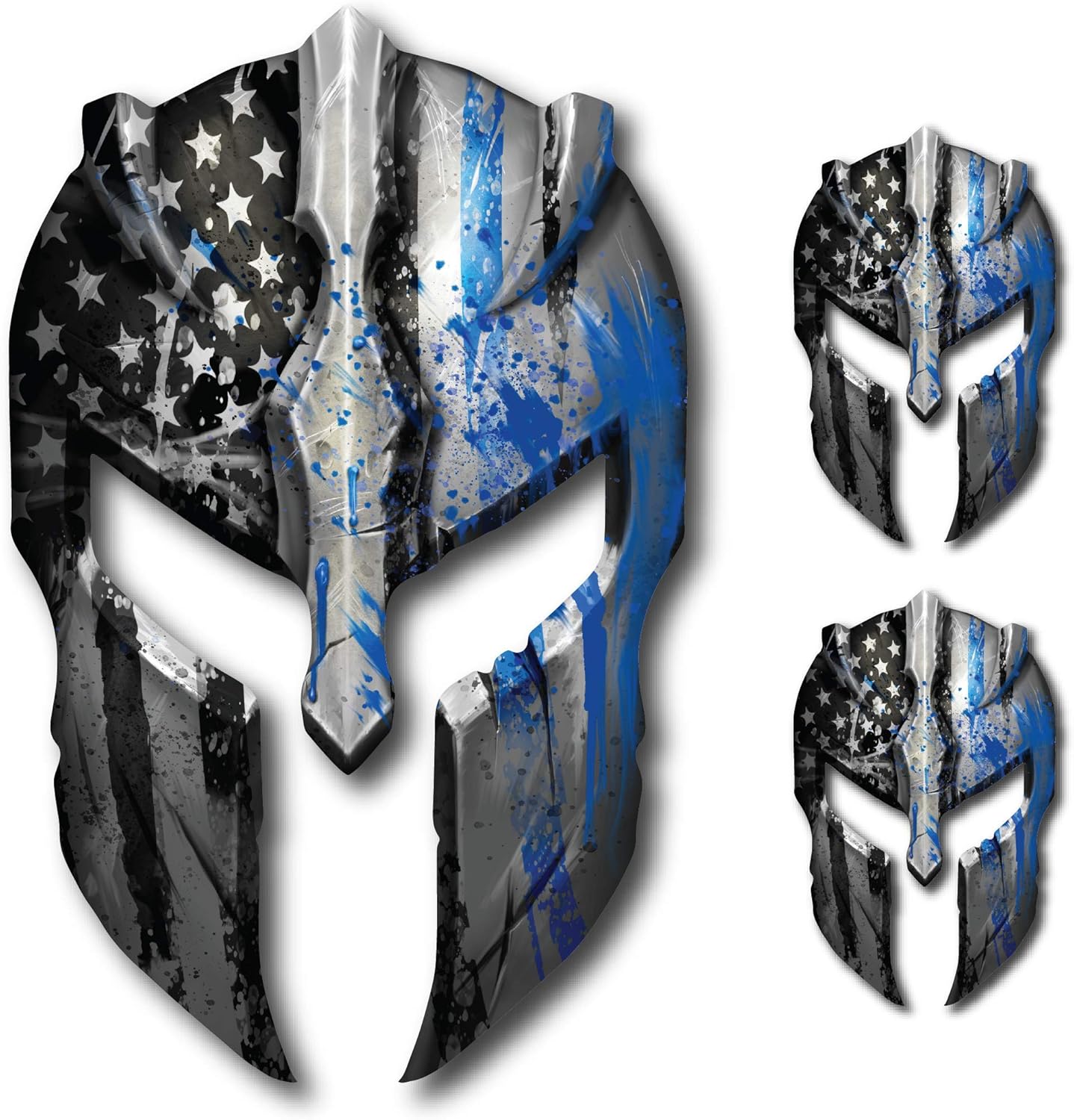 Thin Blue Line Molon Labe Spartan Helmet Gladiator Decal Sticker Printed onto Sleek 3M Bubble-Free Vinyl